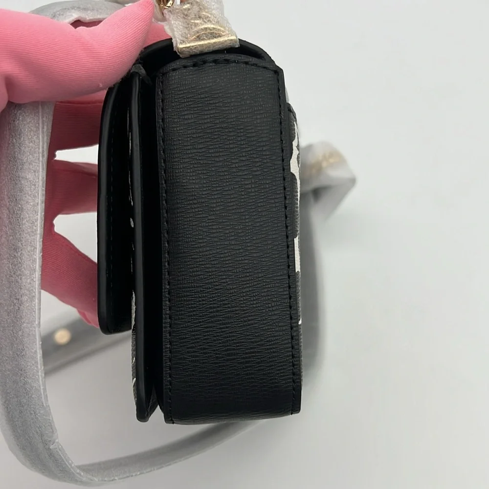 Kate Spade Morgan Tropical Foliage Flap Chain Wallet Crossbody Black Multi